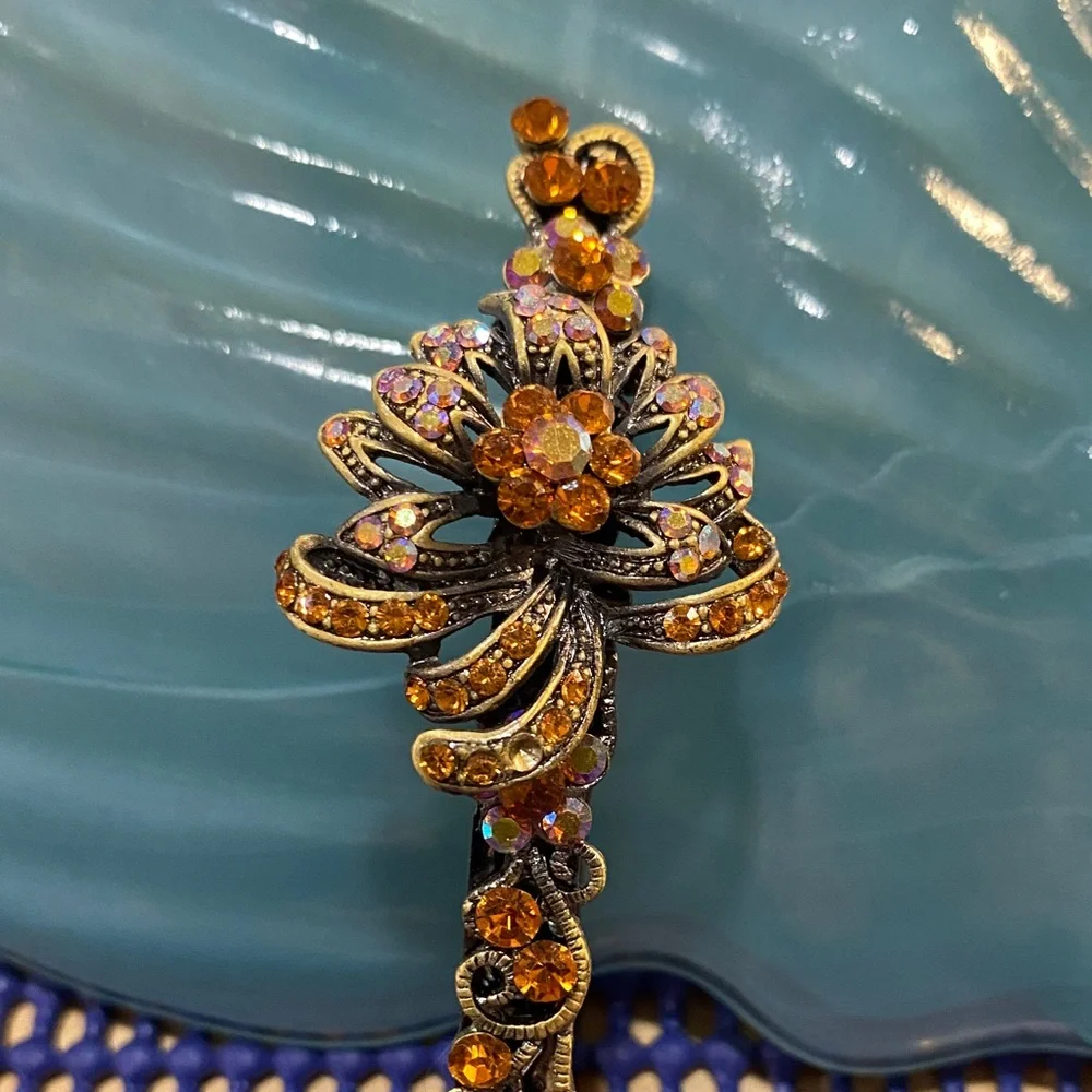 Elegant Rhinestone Hair Barrette 4 inches in length
